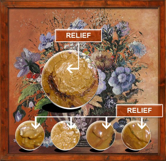 Détail du relief — peinture au couteau de Fanida Mkinsi